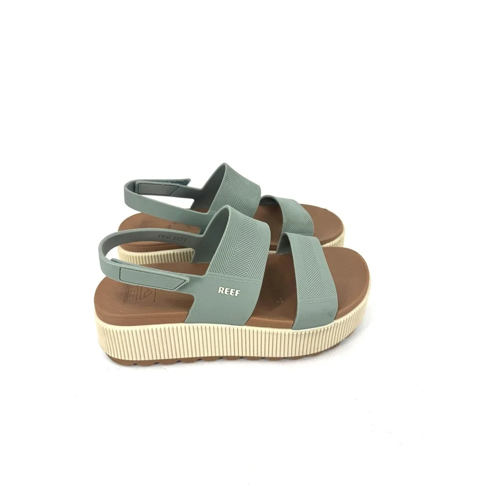 Reef Women's Platform Sandals in Sage Green and Cream